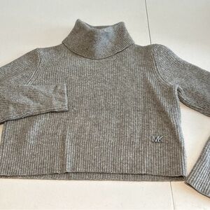 Gray Michael Kors cropped sweater with logo embellishment Size L